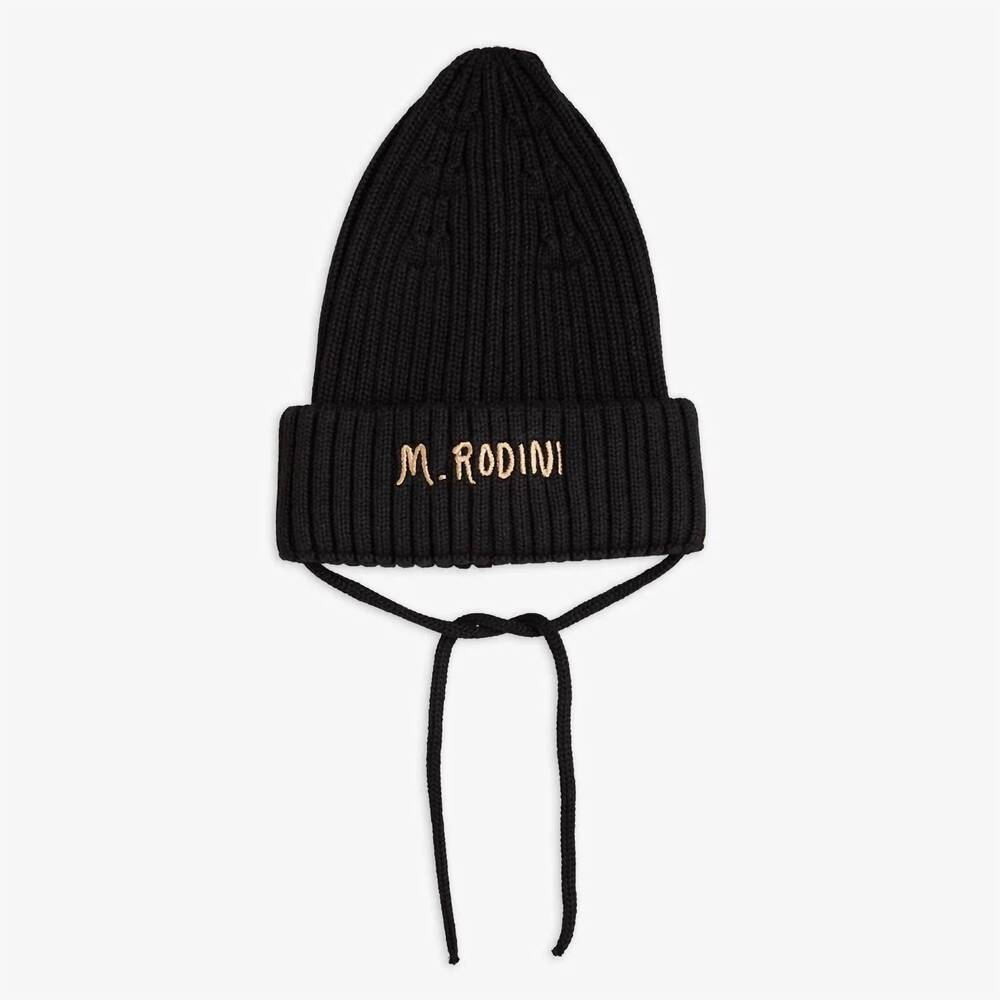 NEW MINI RODINI kid's rib knitted beanie in black